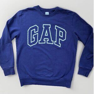 GAP Classic 90s-Style Logo Crew Fleece Sweatshirt Navy Blue Men's Small EUC